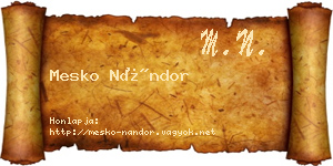 Mesko Nándor névjegykártya